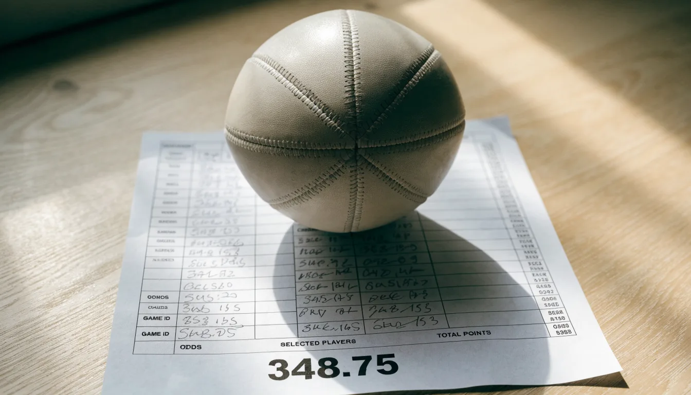 Un pallone da calcio appoggiato su una schedina bianca su un tavolo di legno, alla luce del giorno