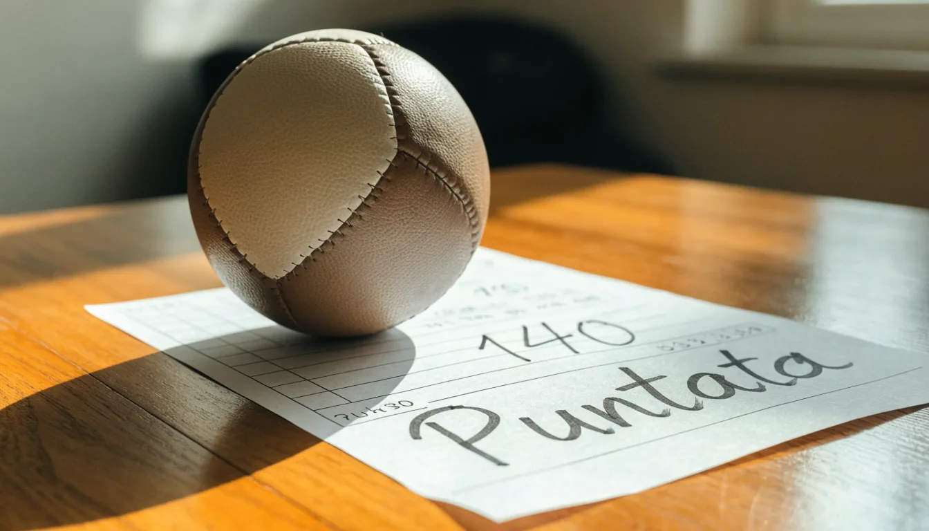 Un pallone da calcio appoggiato su una schedina bianca su un tavolo di legno, alla luce del giorno