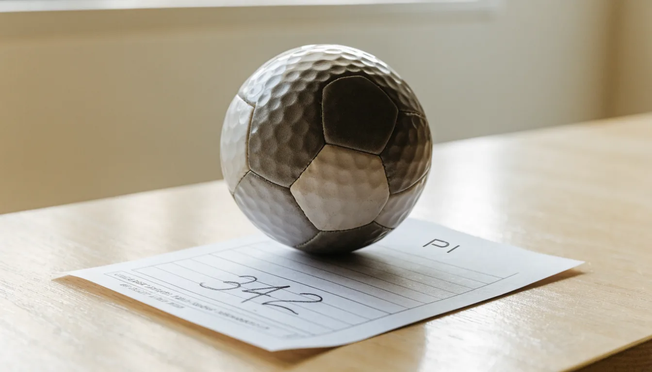 Un pallone da calcio appoggiato su una schedina bianca su un tavolo di legno, alla luce del giorno